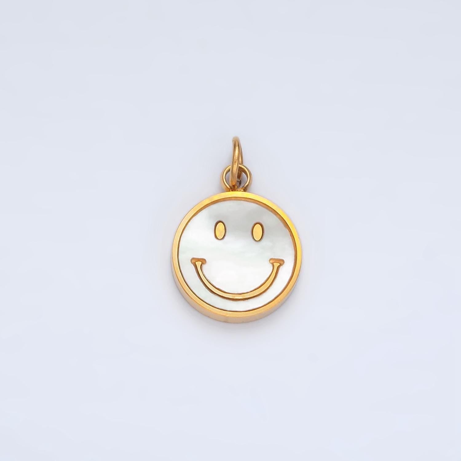 Stainless steel 12mm shell pearl happy smile charm | p-1044