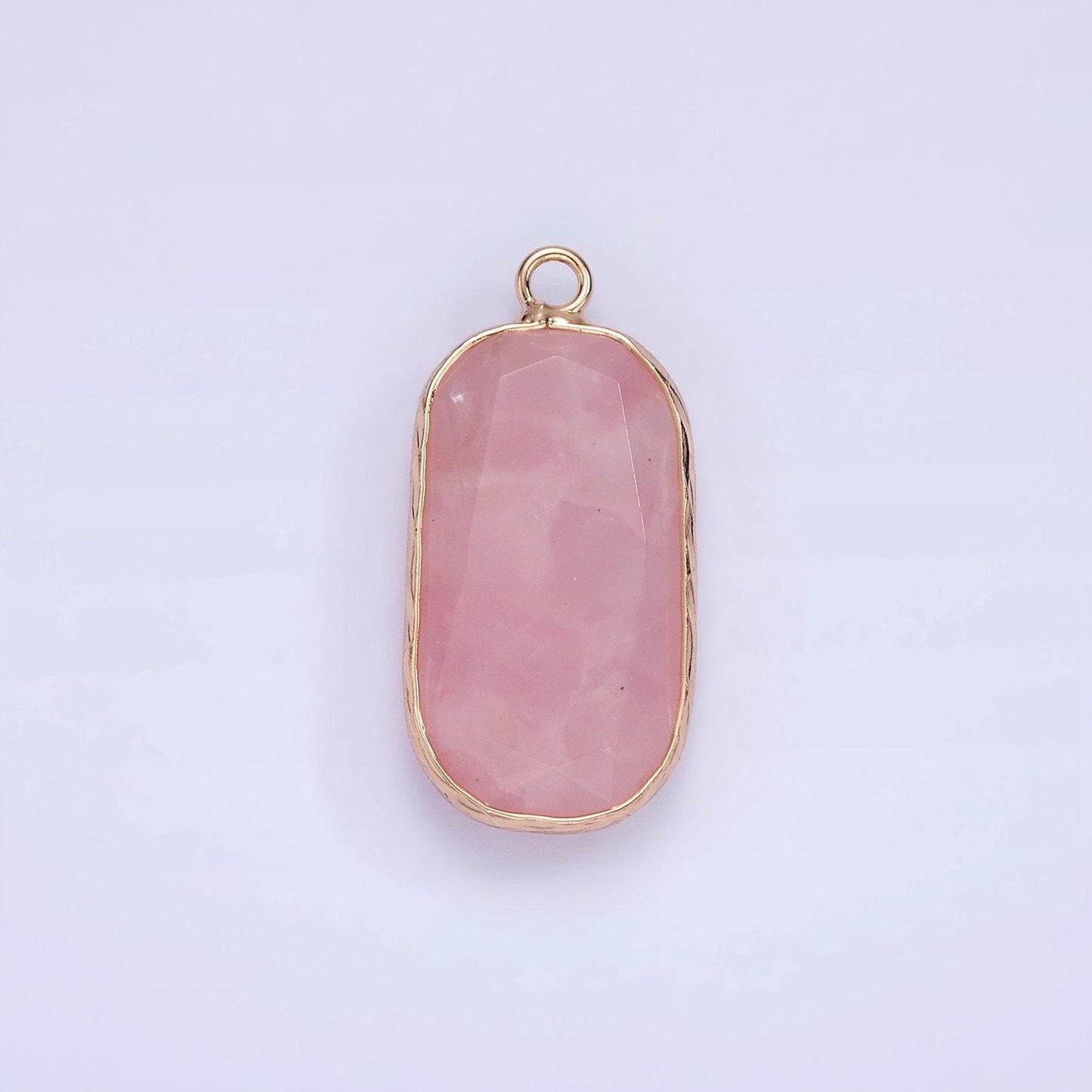 14k gold filled natural gemstone multifaceted oval bezel charm | n1655 - n1659