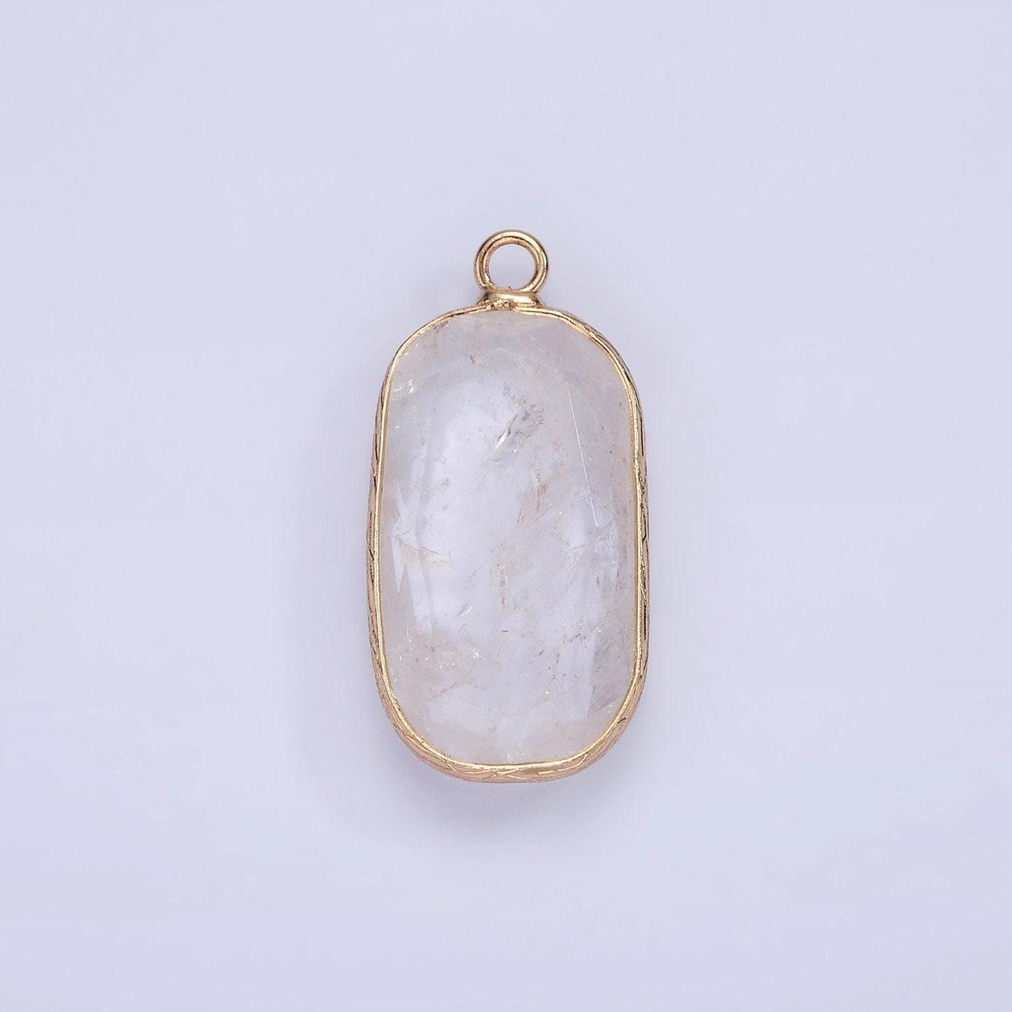 14k gold filled natural gemstone multifaceted oval bezel charm | n1655 - n1659