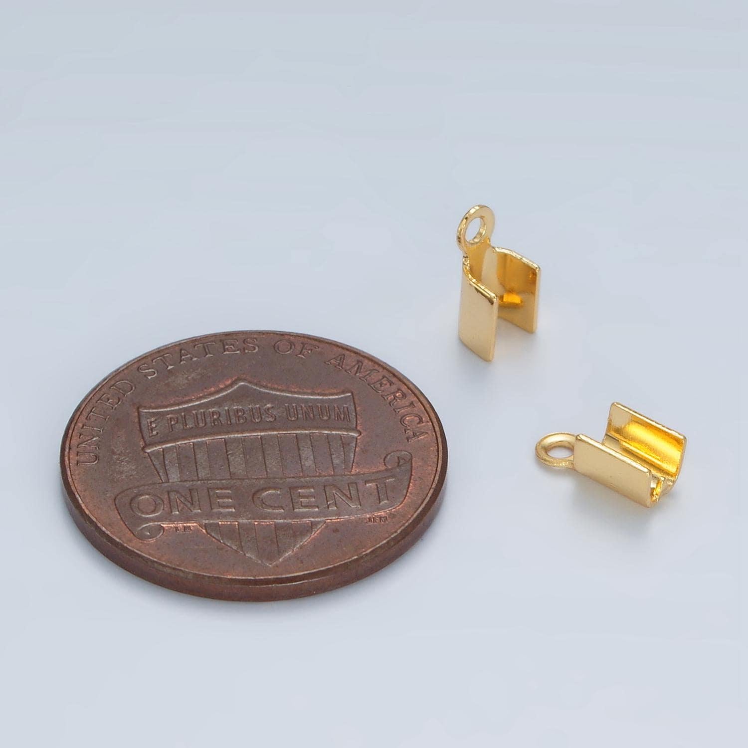 1x mini gold filled crimps fold over cord ends - crimp end cap clamps tubes crimps 3.5 mm inside diameter z865