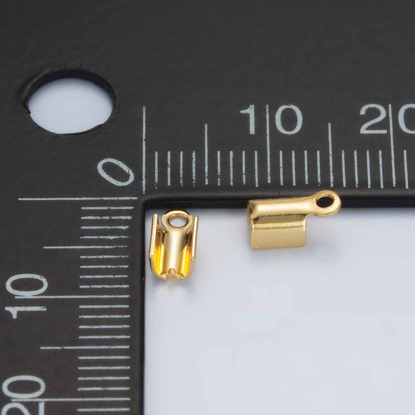 1x mini gold filled crimps fold over cord ends - crimp end cap clamps tubes crimps 3.5 mm inside diameter z865