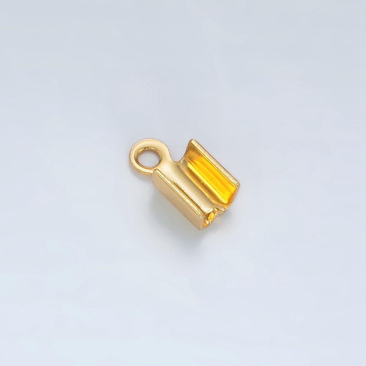 1x mini gold filled crimps fold over cord ends - crimp end cap clamps tubes crimps 3.5 mm inside diameter z865