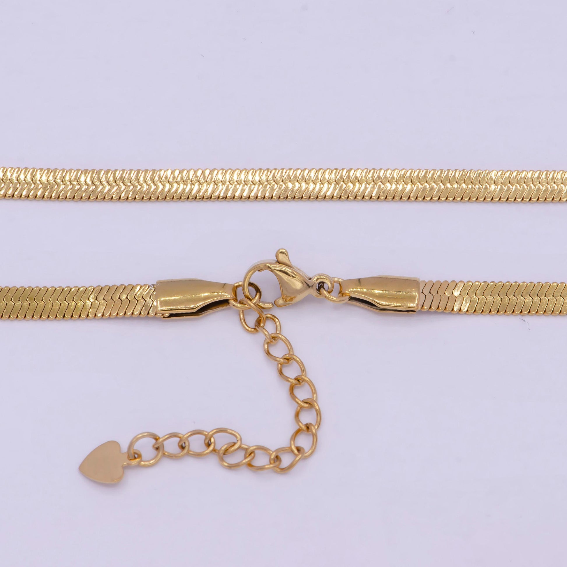 4.0mm gold herringbone necklace, 24k gold filled 16.0" or 18.0" + 2.0 extender delicate gold snake necklace | wa-934, wa-935