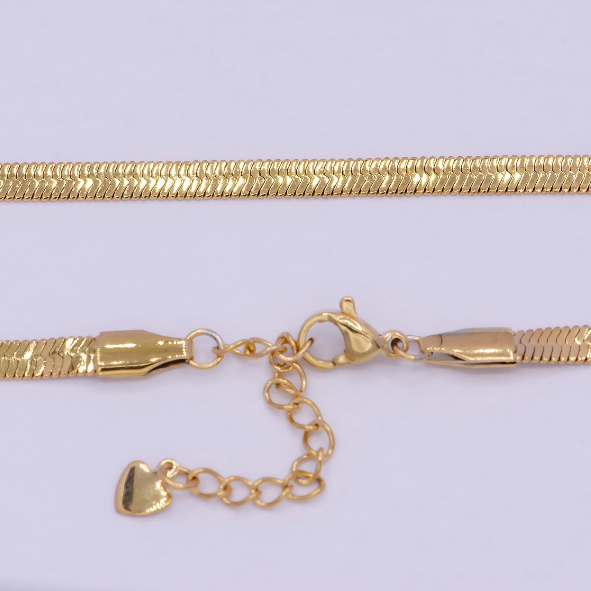 4.0mm gold herringbone necklace, 24k gold filled 16.0" or 18.0" + 2.0 extender delicate gold snake necklace | wa-934, wa-935