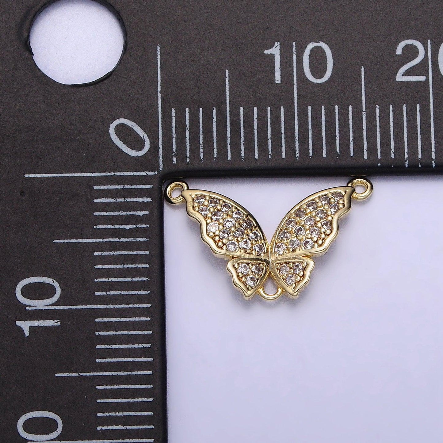 Teeny tiny butterfly charm connector cz gold filled charm for handmade lariat necklace component y-880