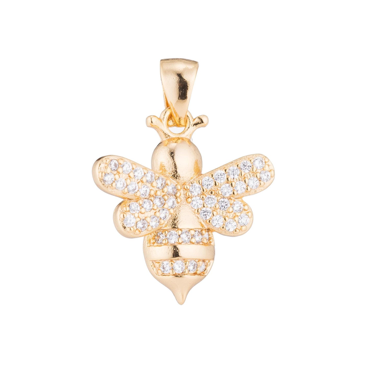 Cute queen bee honeybee bumblebee animal life nature cubic zirconia necklace pendant charm bead bails findings for jewelry making h-383