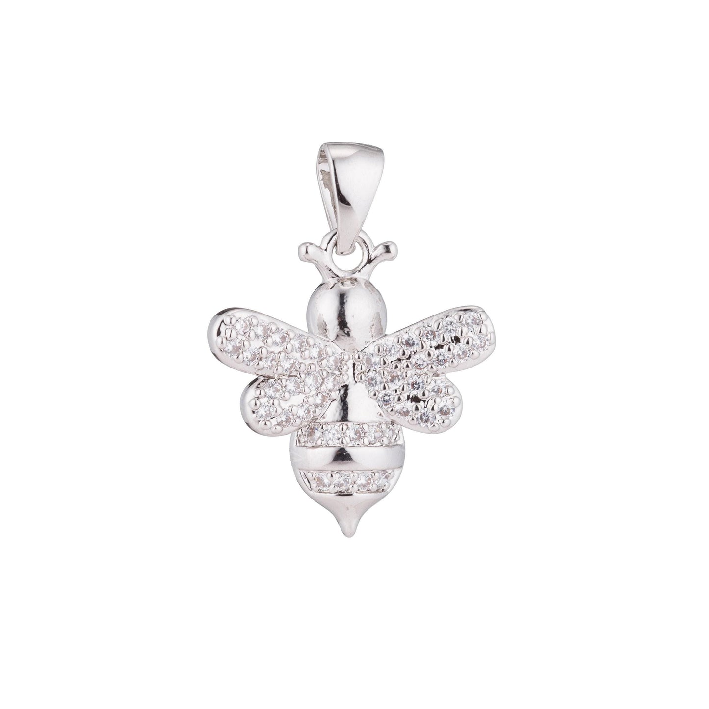 Cute queen bee honeybee bumblebee animal life nature cubic zirconia necklace pendant charm bead bails findings for jewelry making h-383