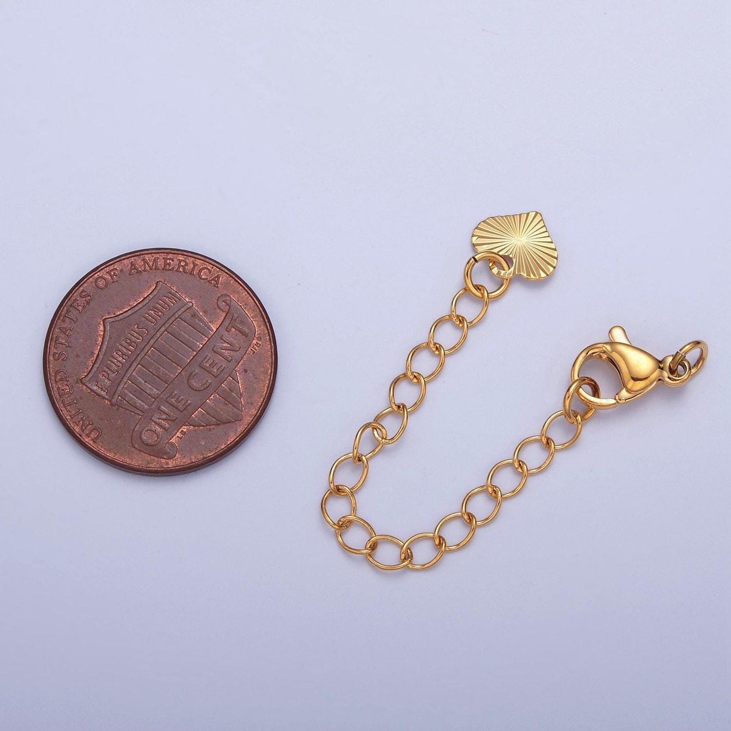 24k/white-gold filled heart stripes lobster clasp with chain extender | l-742, l-777