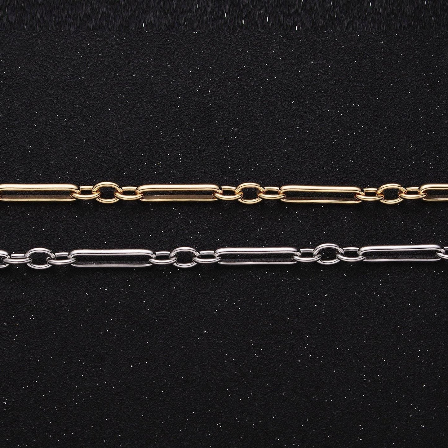 16k gold filled figure eight figaro chain, silver figure eight chain paper clip chain by yard for jewelry making supply | roll-1261 1262
