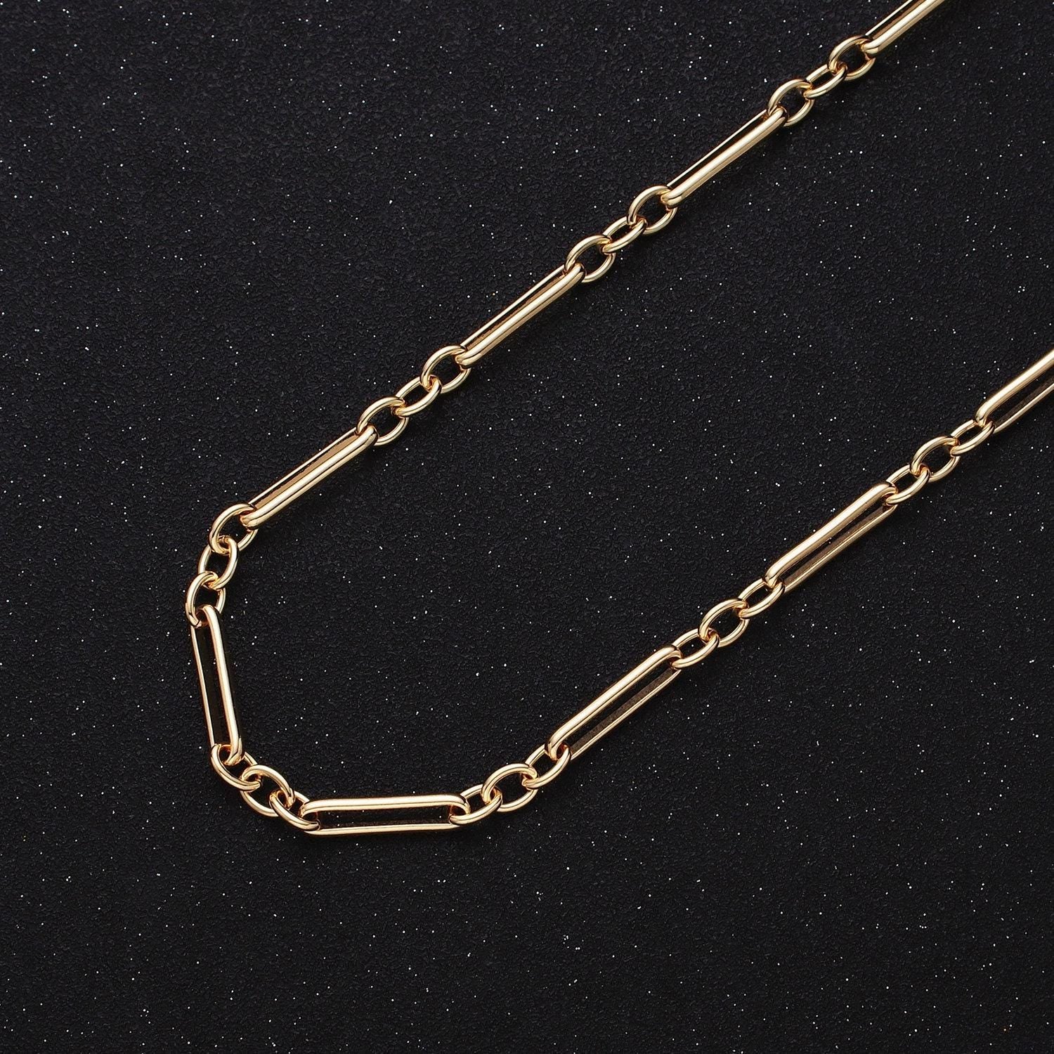 16k gold filled figure eight figaro chain, silver figure eight chain paper clip chain by yard for jewelry making supply | roll-1261 1262