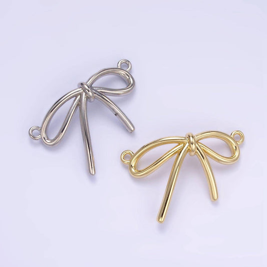 Dainty 14k gold filled bow charm connector 28mm small bow link connector for bracelet necklace supply jewelry making | g497