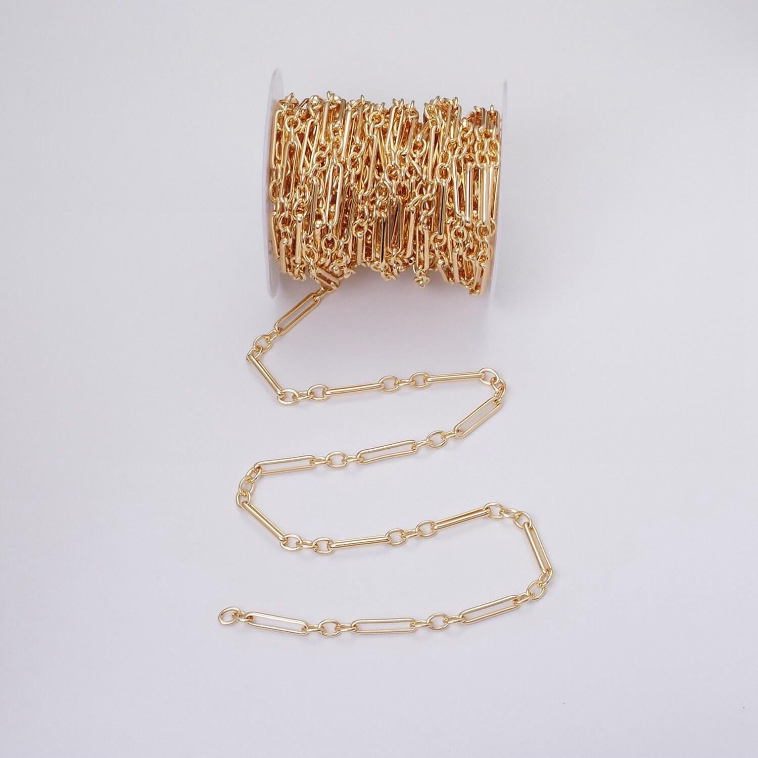16k gold filled figure eight figaro chain, silver figure eight chain paper clip chain by yard for jewelry making supply | roll-1261 1262