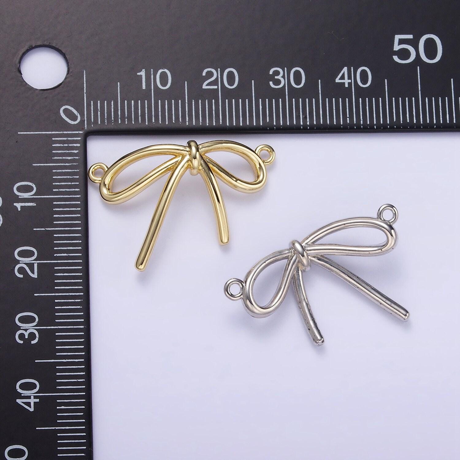 Dainty 14k gold filled bow charm connector 28mm small bow link connector for bracelet necklace supply jewelry making | g497