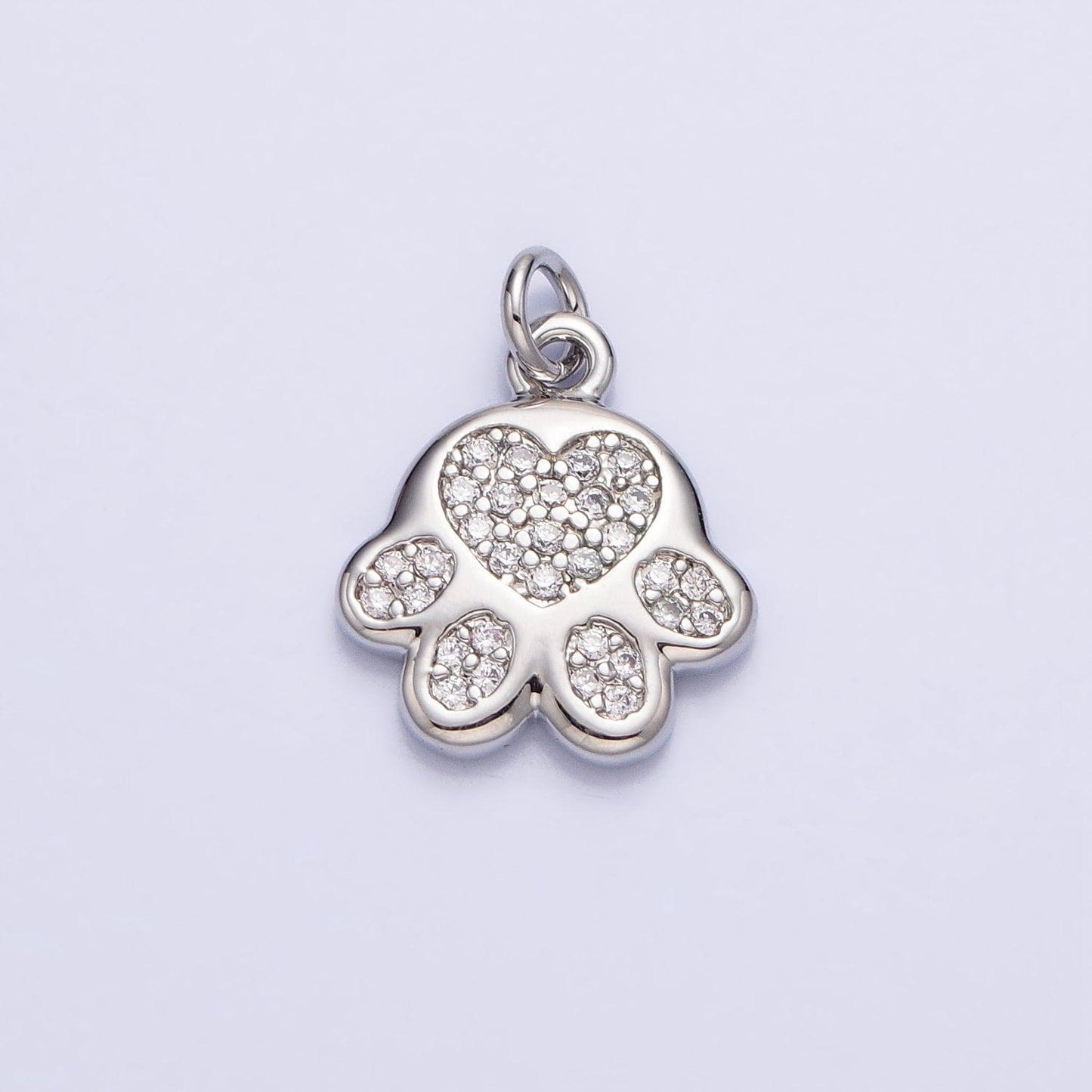 Tiny heart dog cat bear paw print pendant in 16k gold filled micro cz pave | diy fashion jewelry charm for necklace bracelet earring ac1040