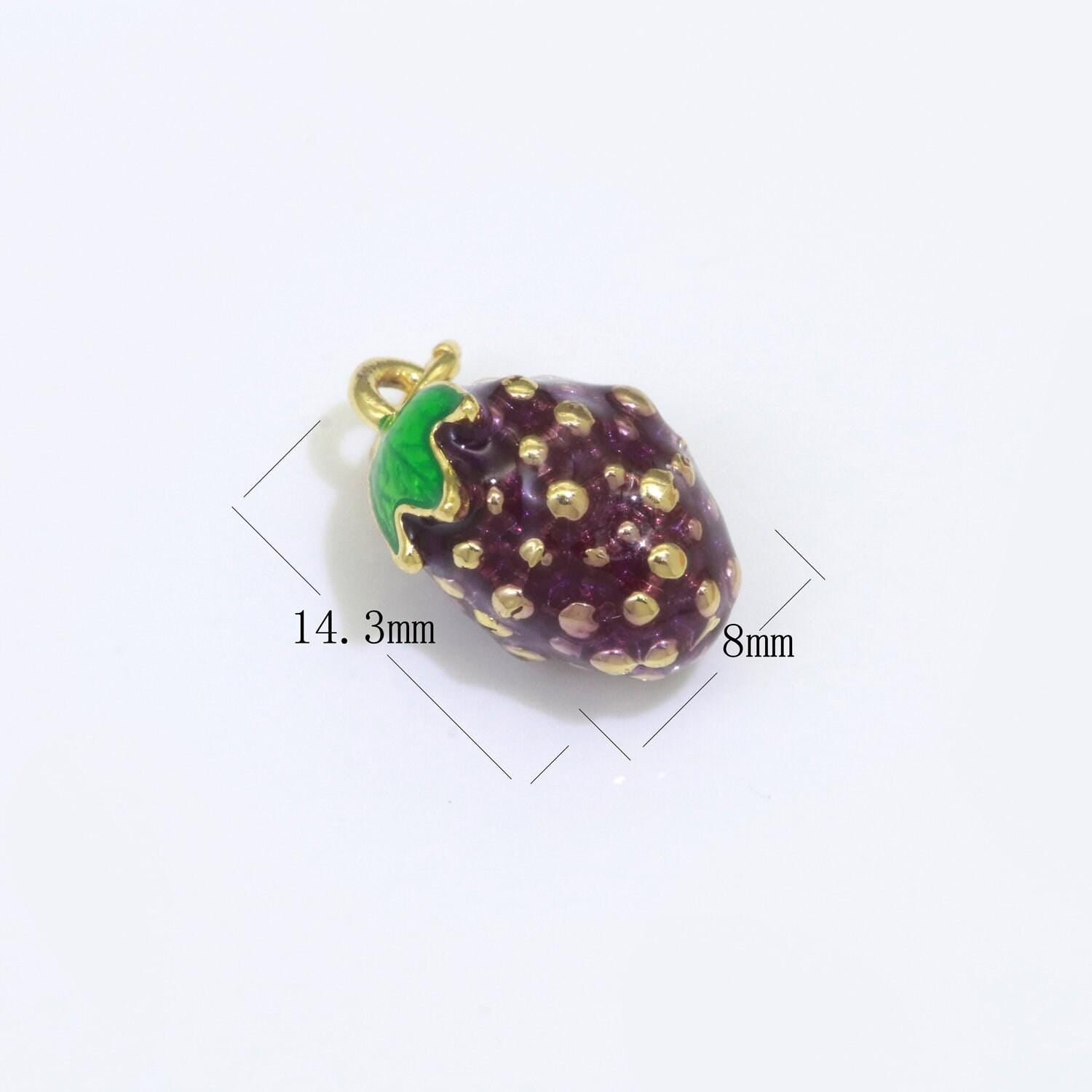 Dainty fruit charm red strawberry, mango, raspberry, cherry charm lead nickel free, jewelry making supplies enamel jewelry food