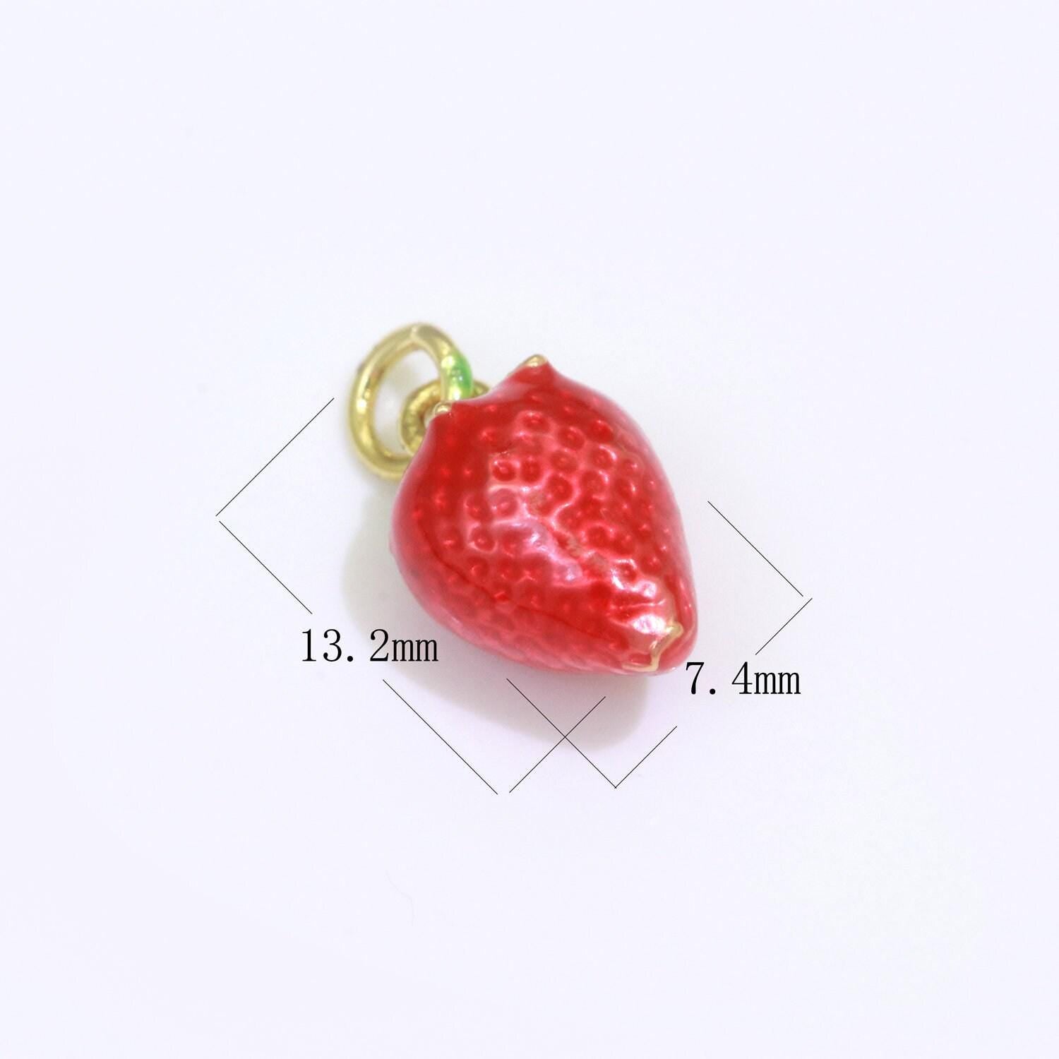 Dainty fruit charm red strawberry, mango, raspberry, cherry charm lead nickel free, jewelry making supplies enamel jewelry food