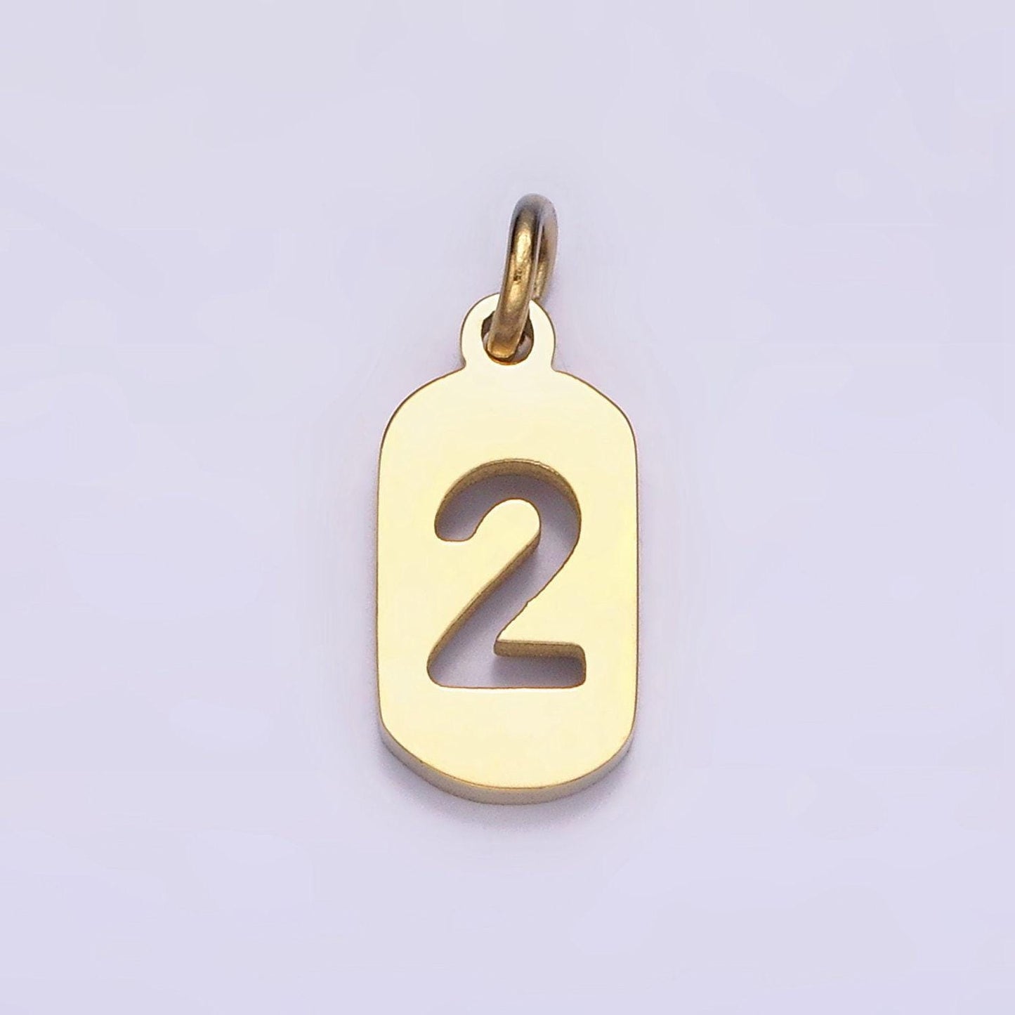 Laser cut gold stainless steel number 0-9 open script mini military tag add-on charm for necklace bracelet lucky number | p591 - p601