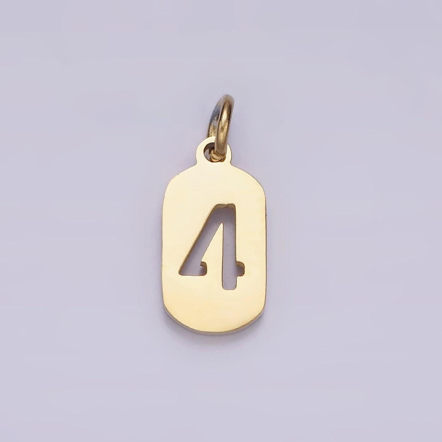 Laser cut gold stainless steel number 0-9 open script mini military tag add-on charm for necklace bracelet lucky number | p591 - p601