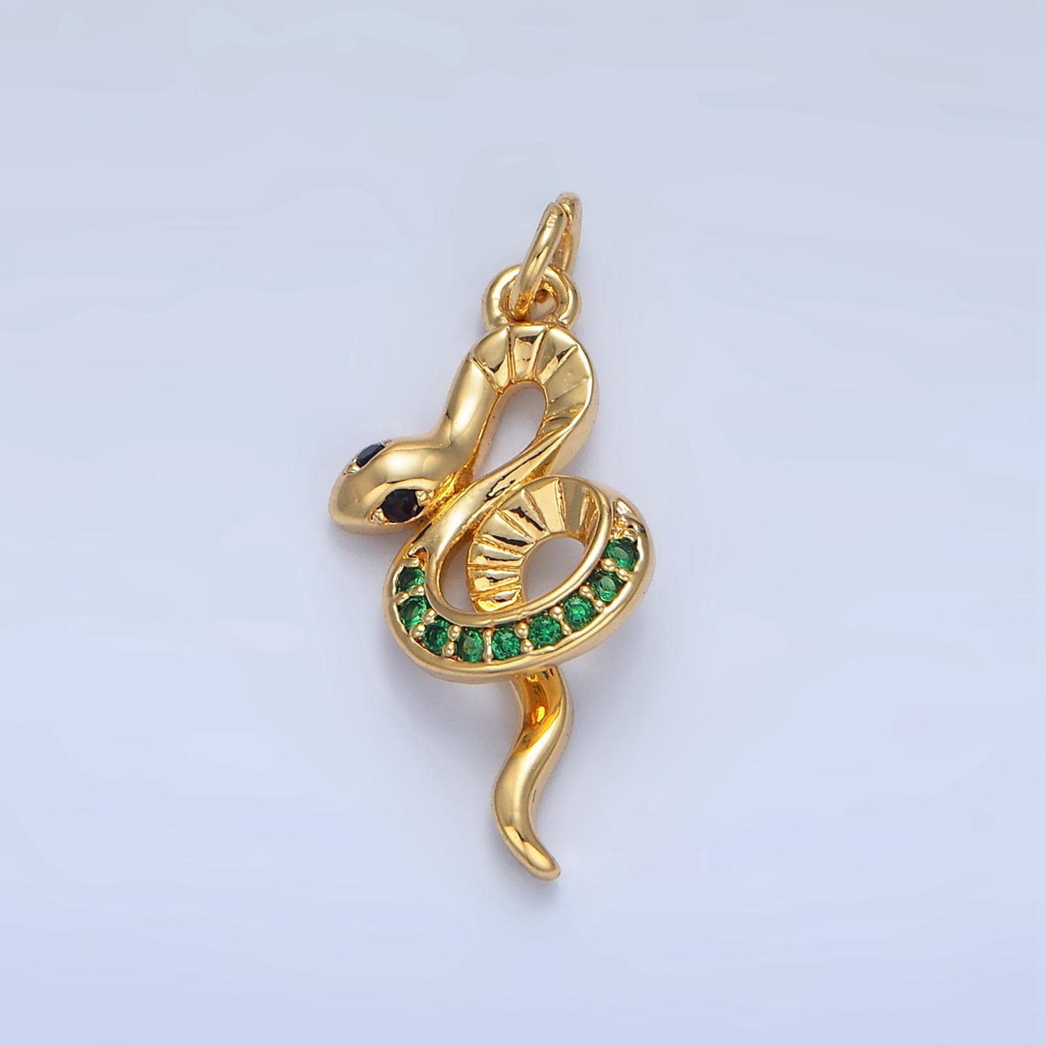 Micro paved green cz serpent snake 24k gold filled animal charm | w-084