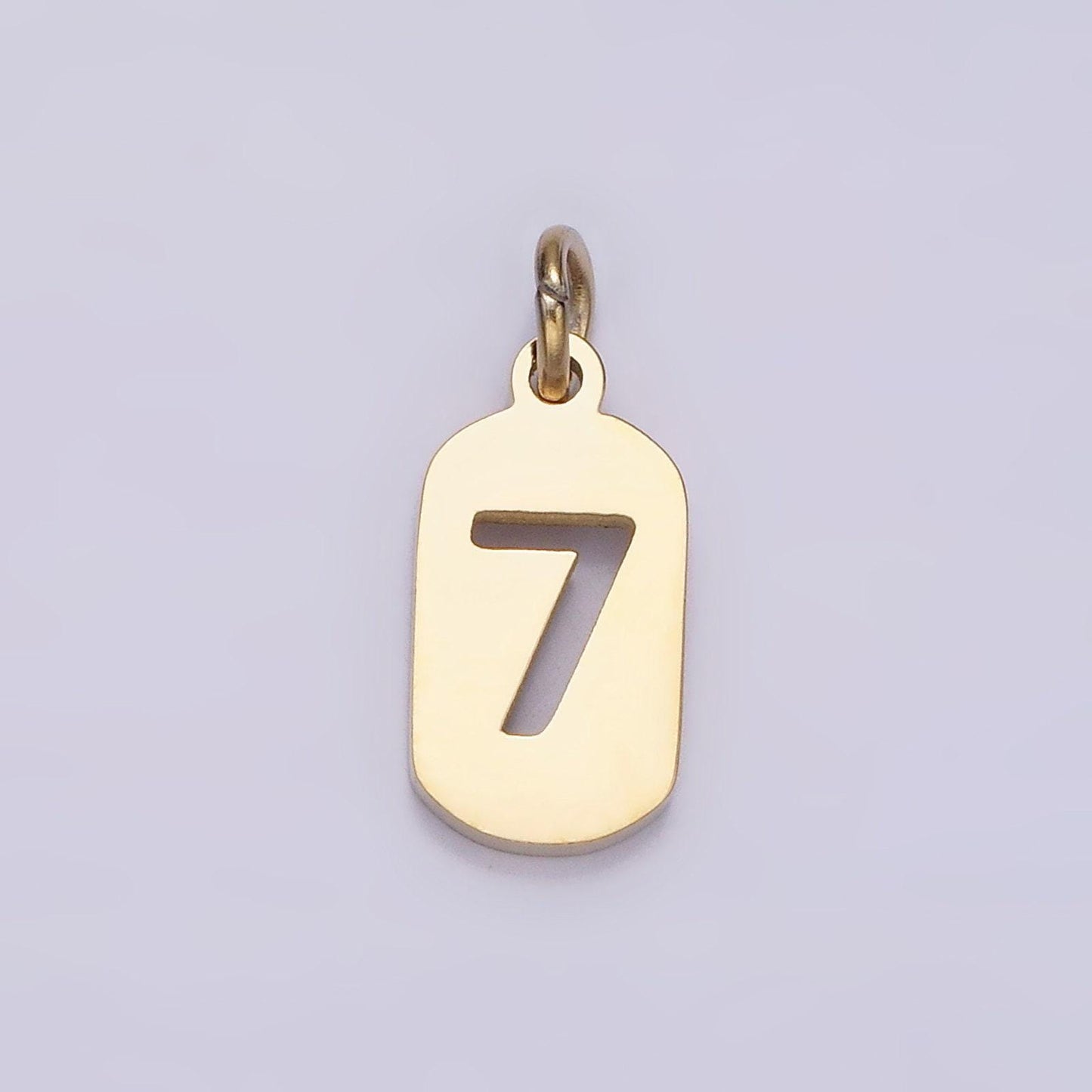 Laser cut gold stainless steel number 0-9 open script mini military tag add-on charm for necklace bracelet lucky number | p591 - p601
