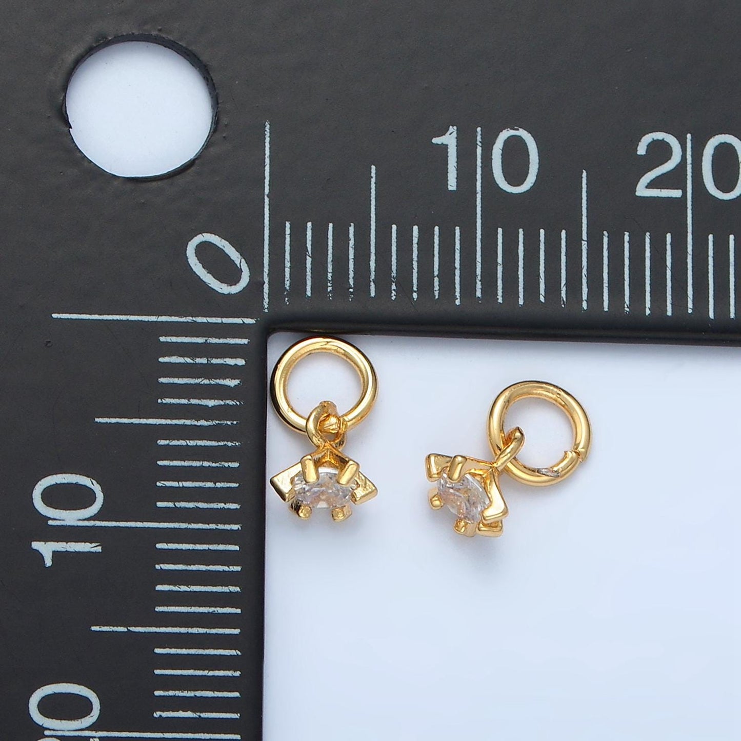 Cz clear head drop gold filled prong mini charm | x-552