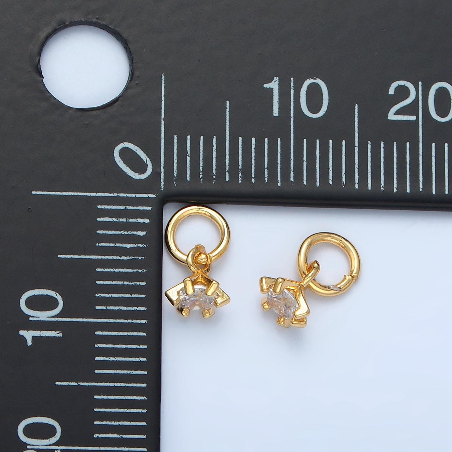 Cz clear head drop gold filled prong mini charm | x-552