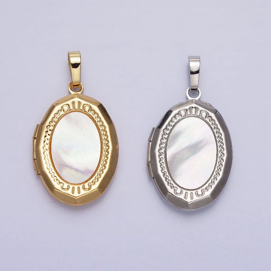 Oval pearl locket necklace pendant silver locket for photo necklace handmade mothers day gift jewelry supply aa367 aa368