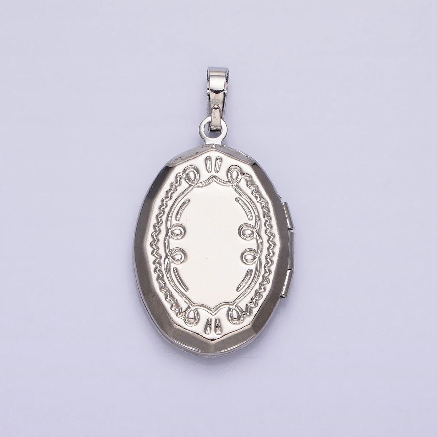 Oval pearl locket necklace pendant silver locket for photo necklace handmade mothers day gift jewelry supply aa367 aa368