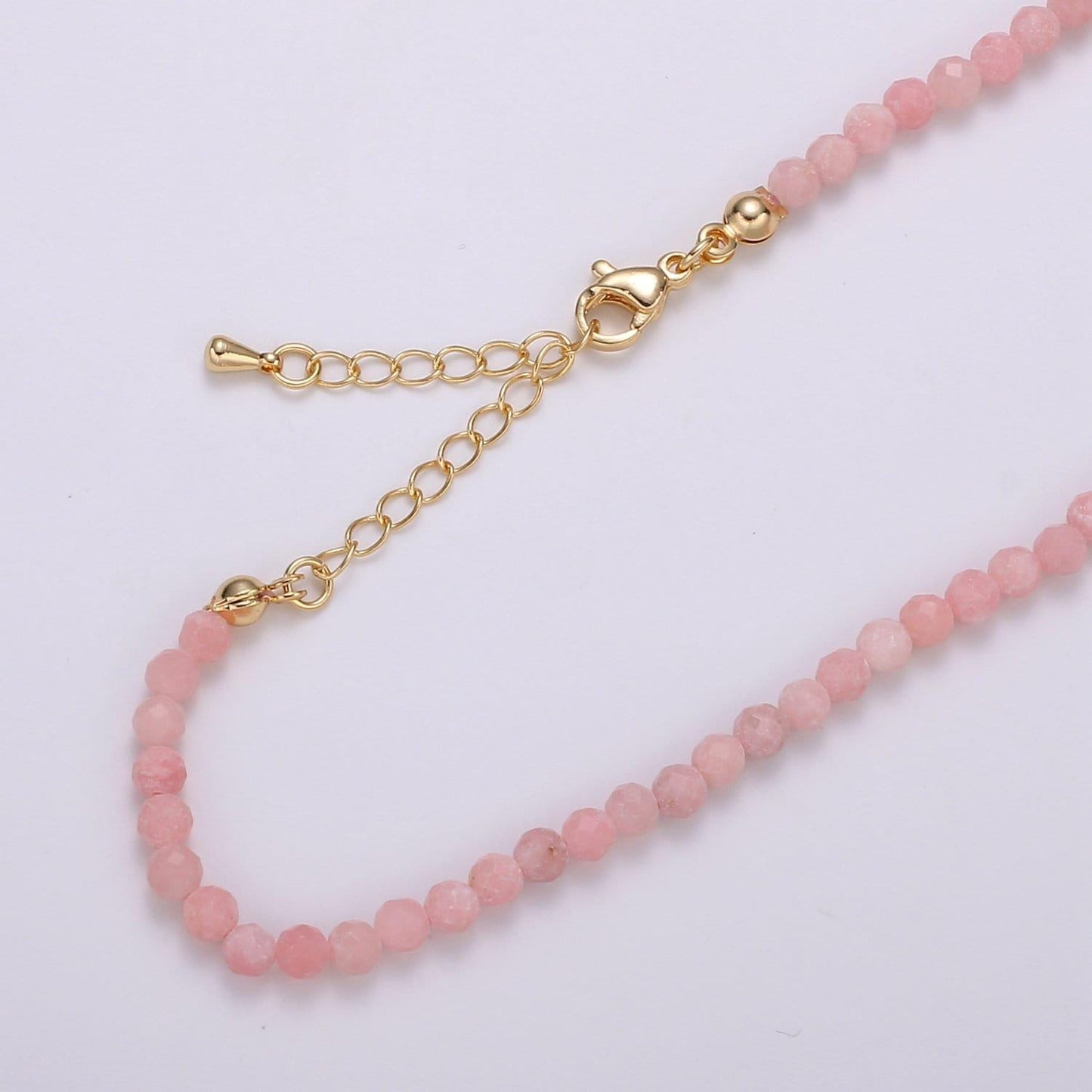 Dainty pink quartz beaded necklace. pink quartz gold filled 18 inch necklace jewelry. january birthstone gift idea
