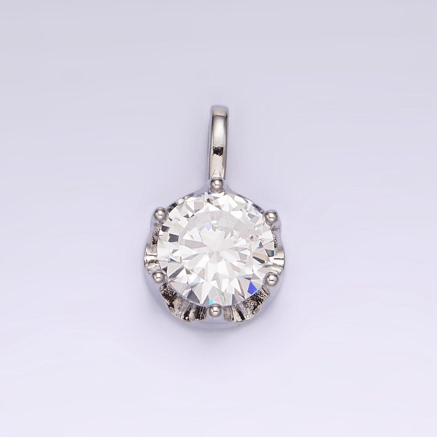 16k gold filled clear, emerald green cz solitaire round charm pendant | n1843 n1844