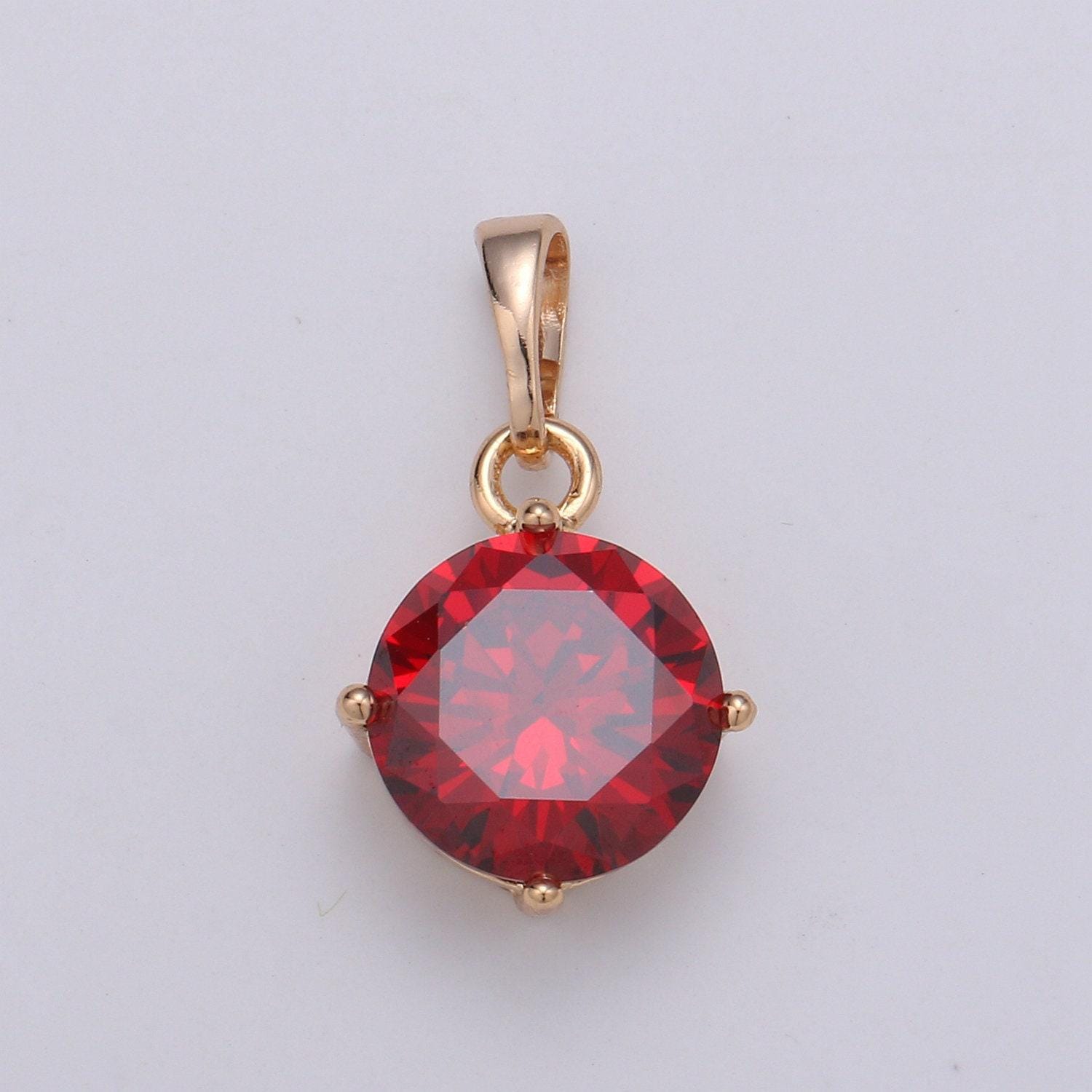 1pc. cubic zirconia 18k gold pendant, solitaire cubic charm for easy self-making jewelry, sophisticate pendant, pdgf-2043-2047