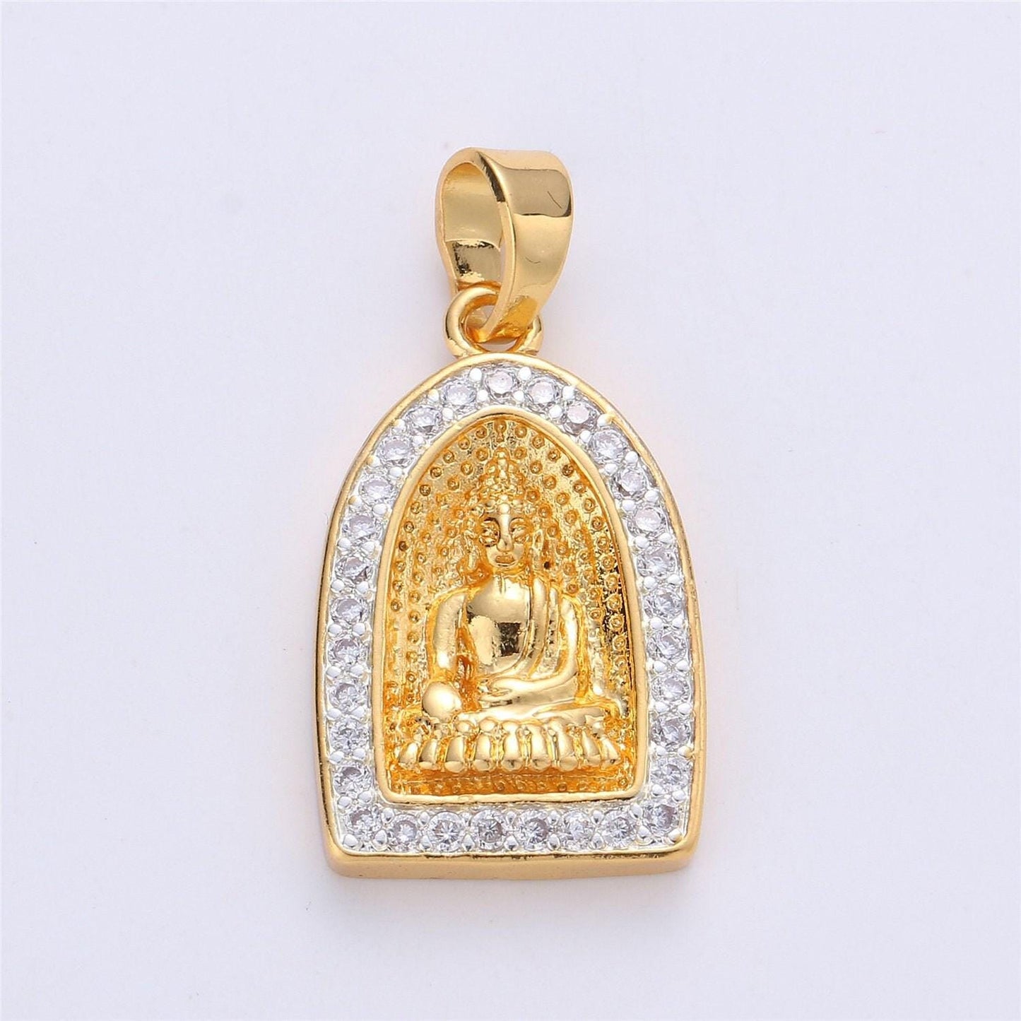 24k gold filled buddha pendant micro pave meditate buddha charm religious jewelry making supply yoga jewelry i-182
