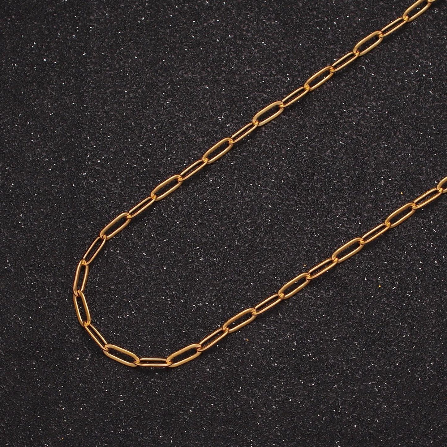 Dainty gold filled paperclip chain for diy jewelry making, 19.5 inch 7.3x2.8mm paper clip wholesale bulk chain, wa-1383