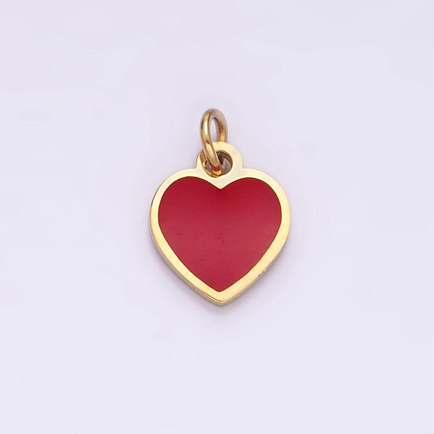 Dainty gold red enamel heart charm stainless steel pendant for necklace bracelet earring component p-1284