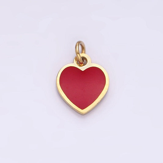 Dainty gold red enamel heart charm stainless steel pendant for necklace bracelet earring component p-1284
