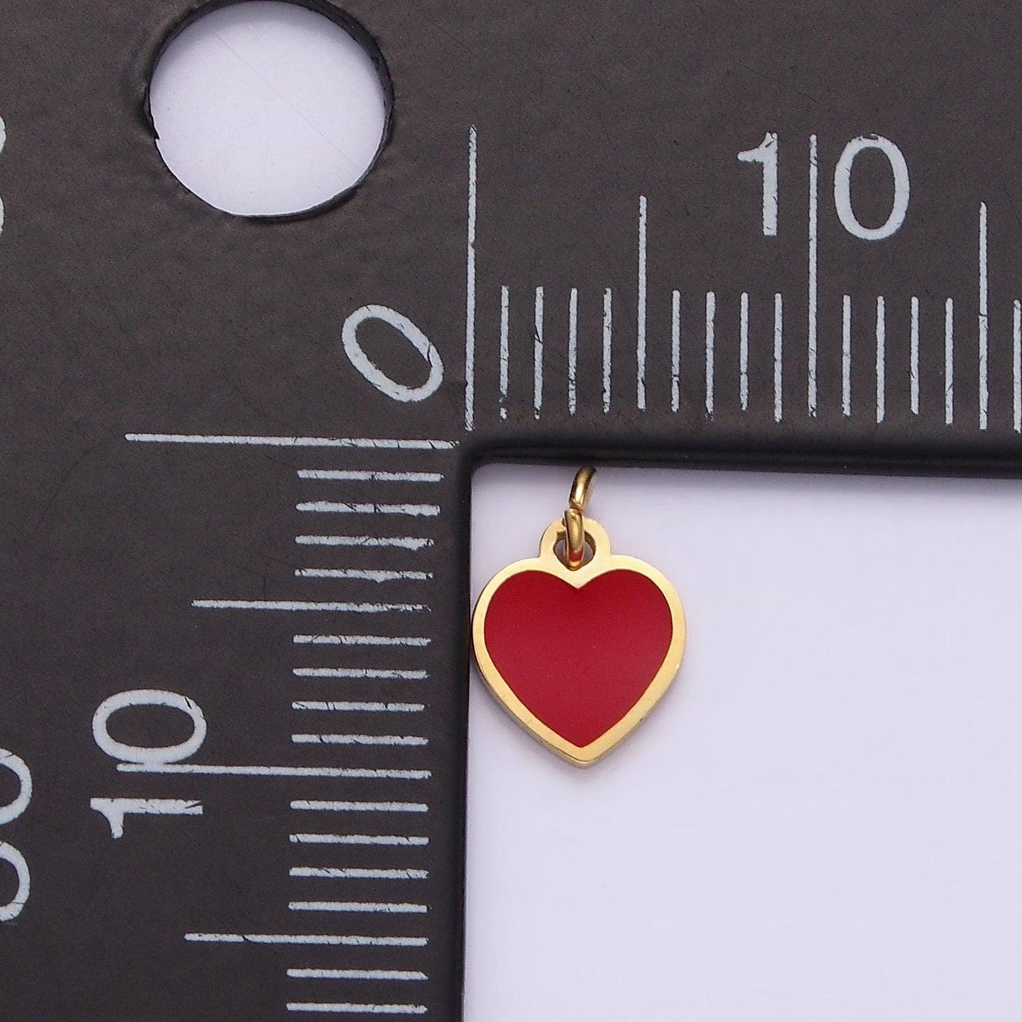 Dainty gold red enamel heart charm stainless steel pendant for necklace bracelet earring component p-1284