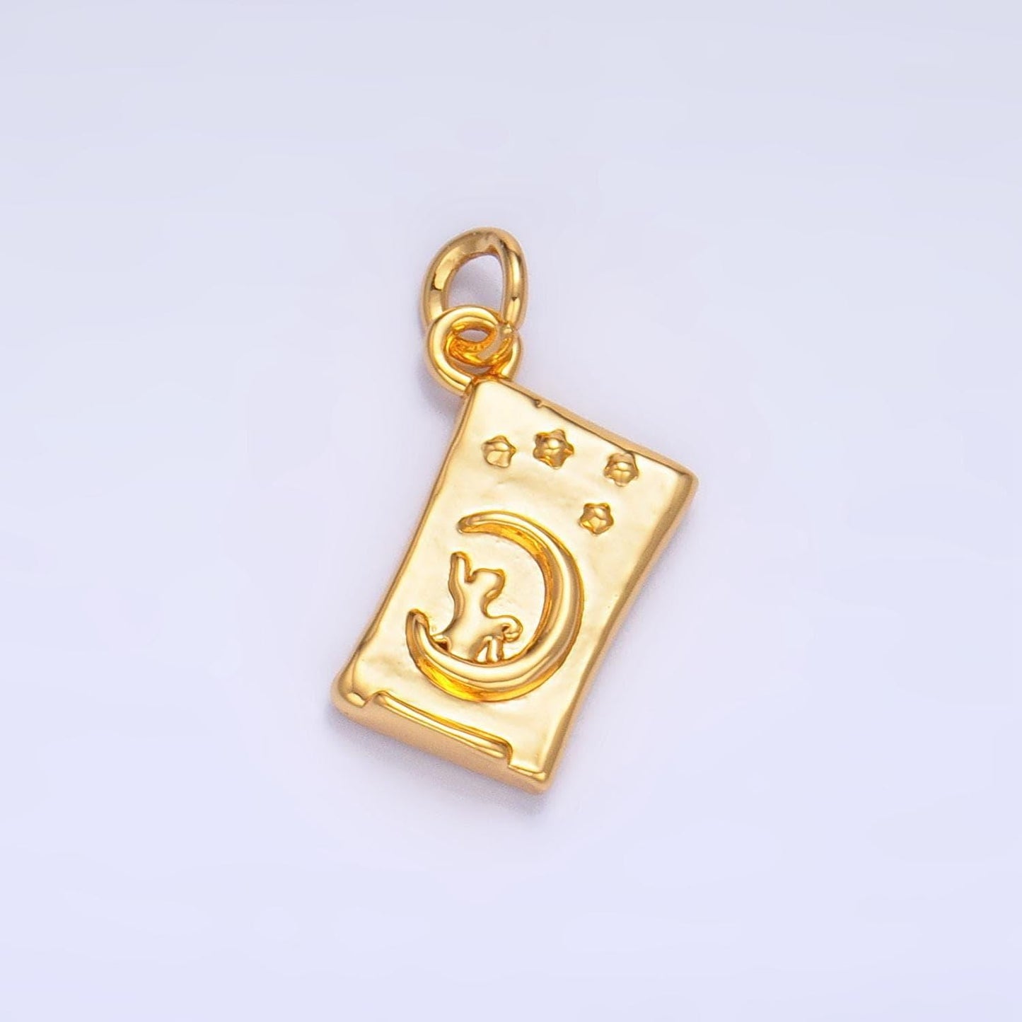 Mini gold tag star cat charm for bracelet necklace luna moon pet charm for cat lady woman gift idea jewelry making supply w043