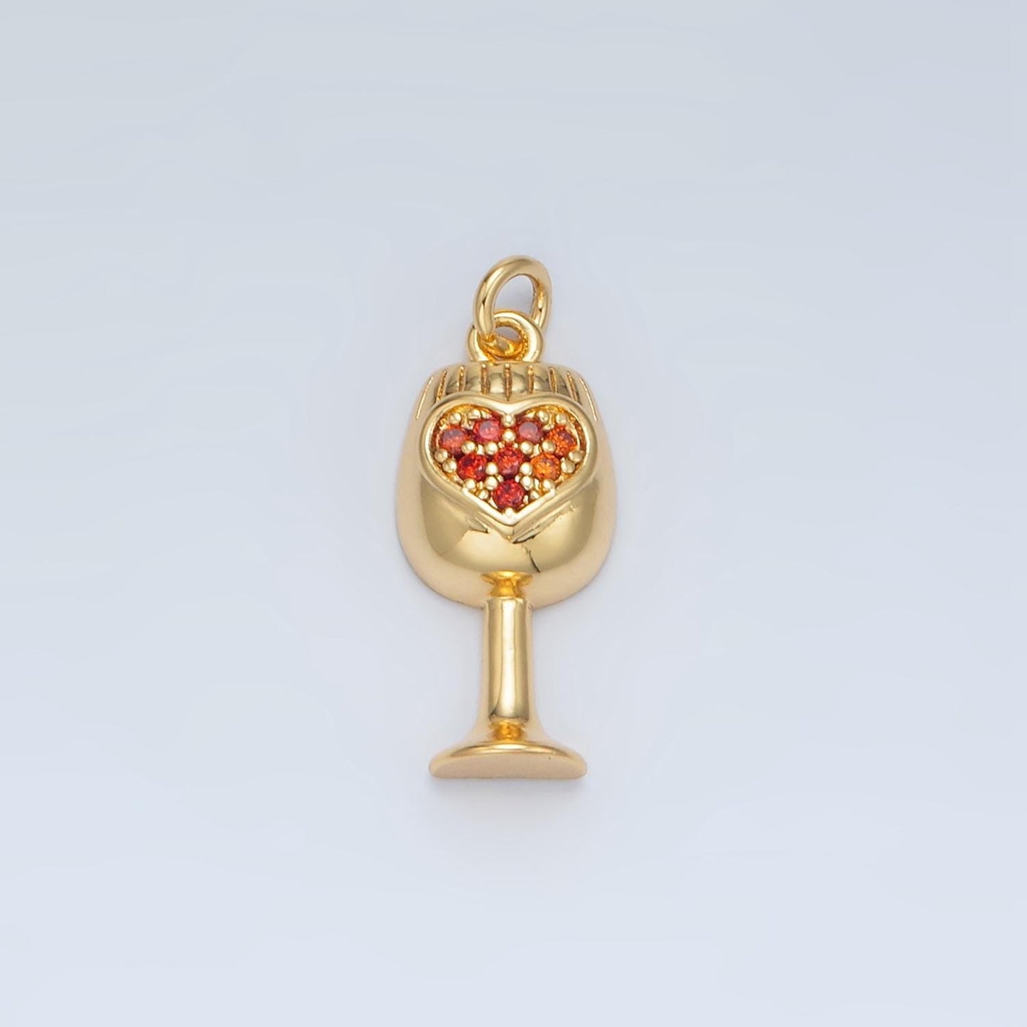 Gold micro pave cubic zirconia cz drinking cup, wine glass pendant chalice charm for diy jewelry necklace making, ag906