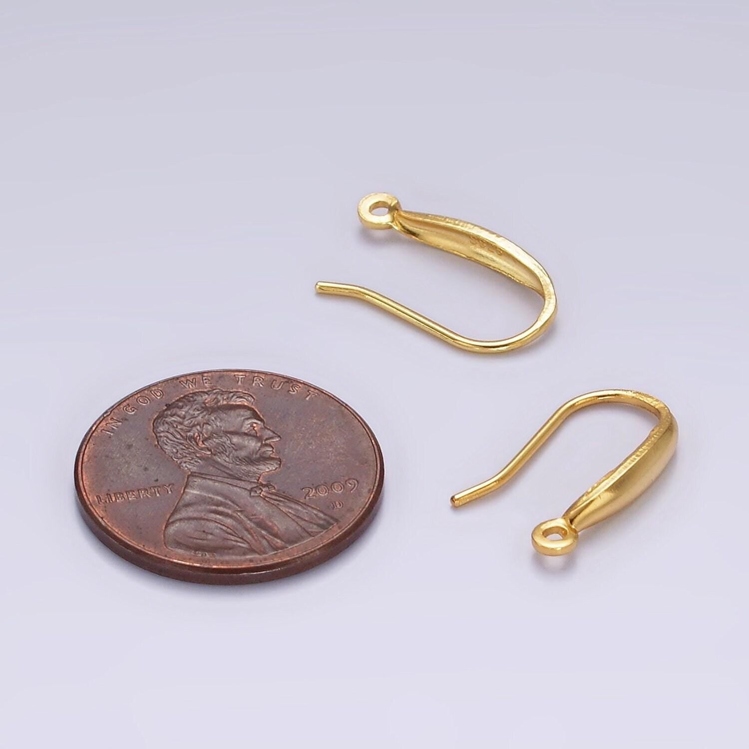 14k gold vermeil minimalist open loop french hook earrings jewelry findings in gold & silver | z523 z524