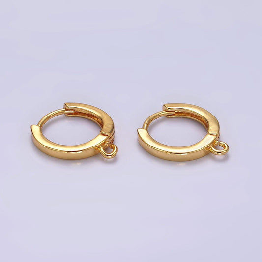 16k gold filled 13mm minimalist flat huggie open loop earrings findings supply | z567