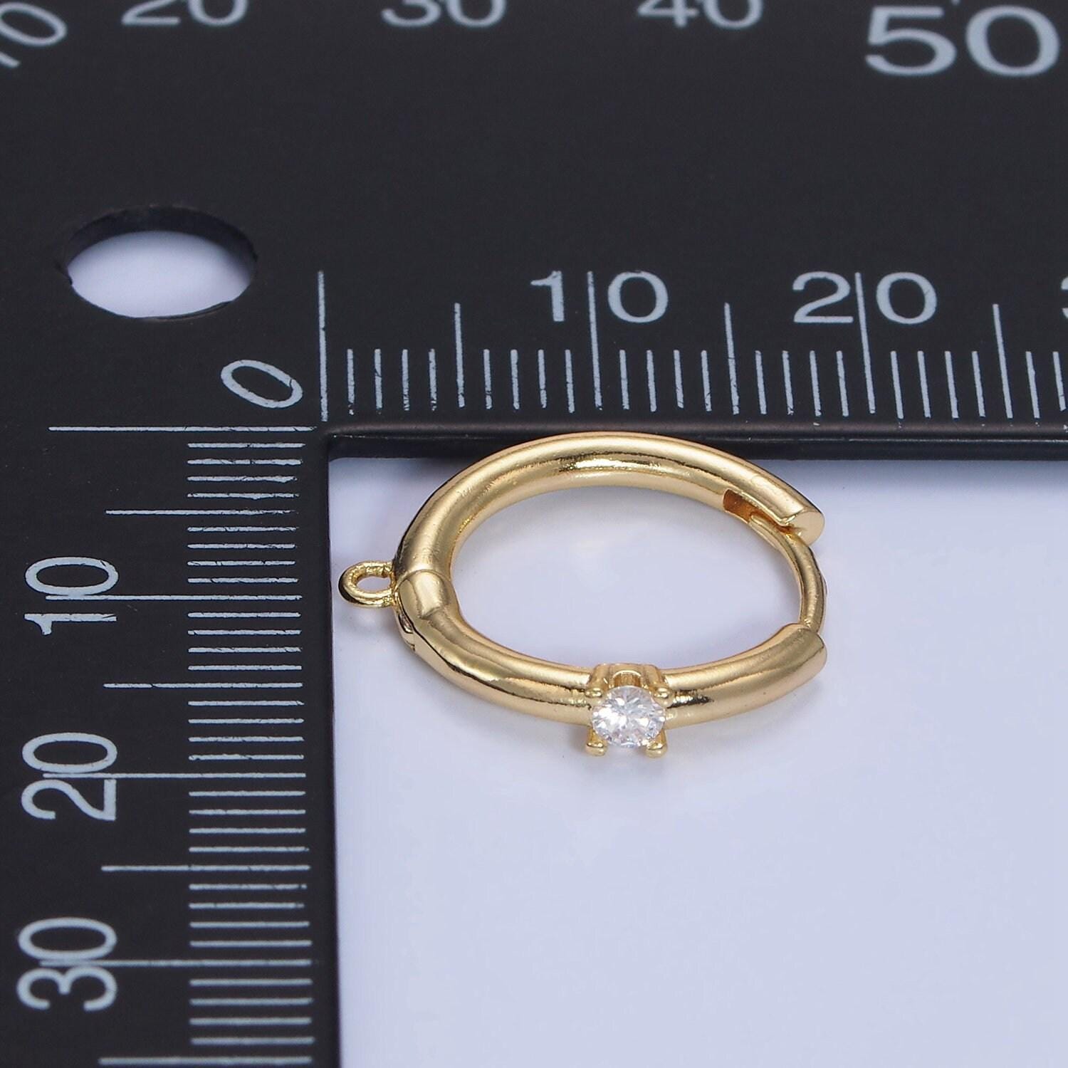 Dainty gold filled huggie w/ closed link lever back hoop earring with clear cz nickel & lead free for earring charm making findings z732