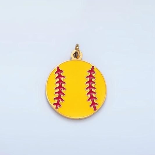 Dainty softball charm gold stainless steel sports pendant for bracelet necklace charm supply p125