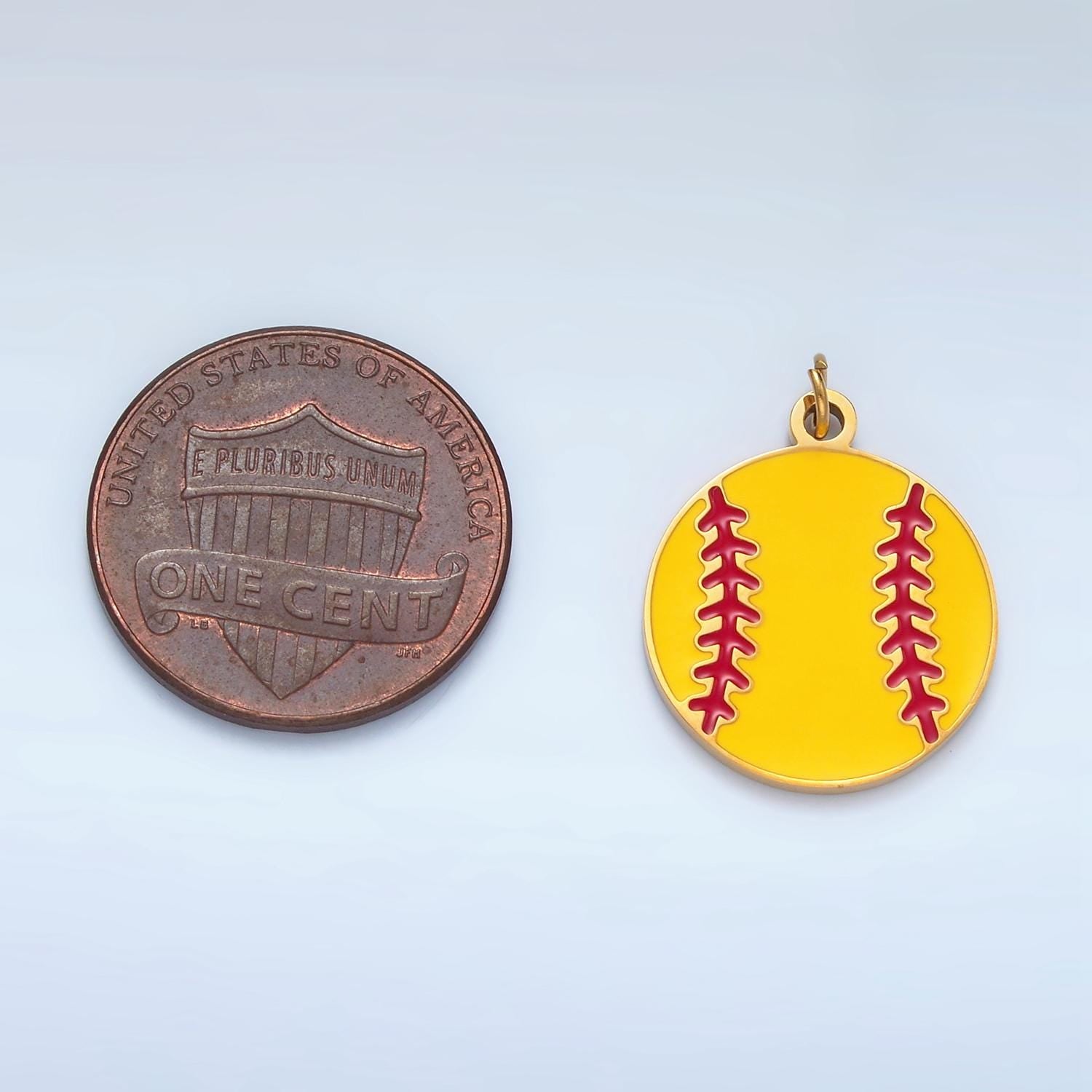 Dainty softball charm gold stainless steel sports pendant for bracelet necklace charm supply p125