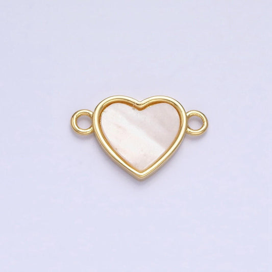 Small pearl heart connector 2 loop gold filled heart charm connector for necklace bracelet wedding, anniversary mother's day gift y-840