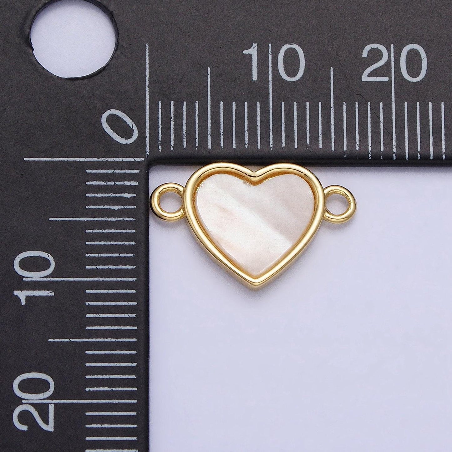 Small pearl heart connector 2 loop gold filled heart charm connector for necklace bracelet wedding, anniversary mother's day gift y-840