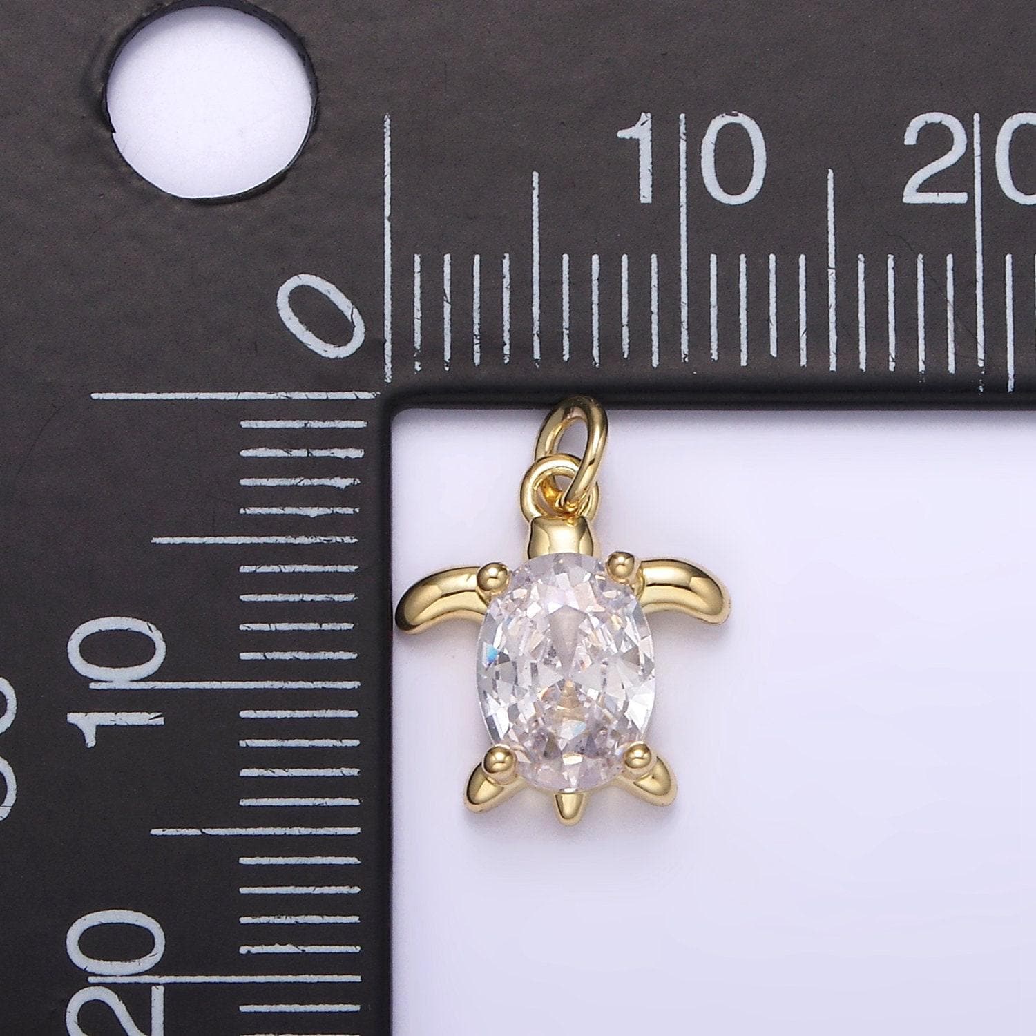 14k gold filled clear oval cz turtle animal add-on charm | ag224