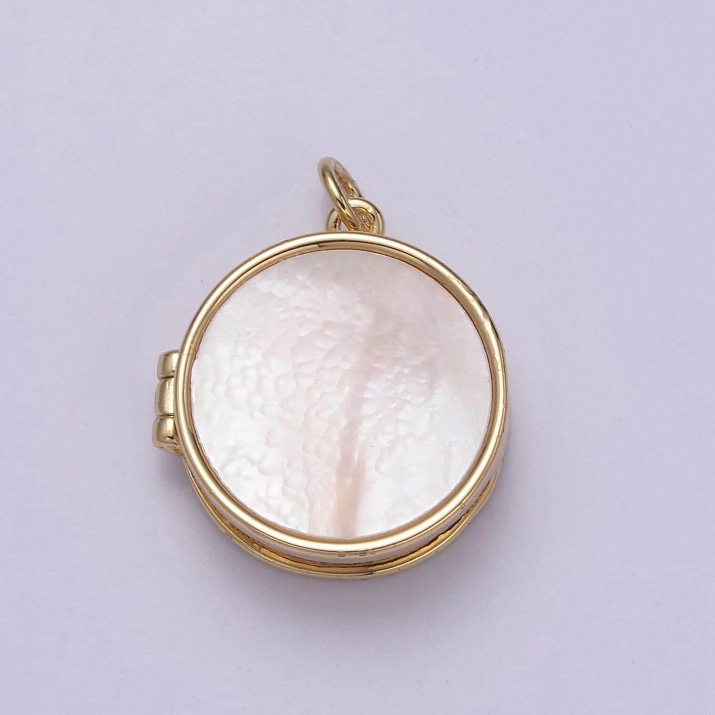 Pearl locket charm necklace 14k gold filled round locket for photo necklace • pearl jewelry supply w-192
