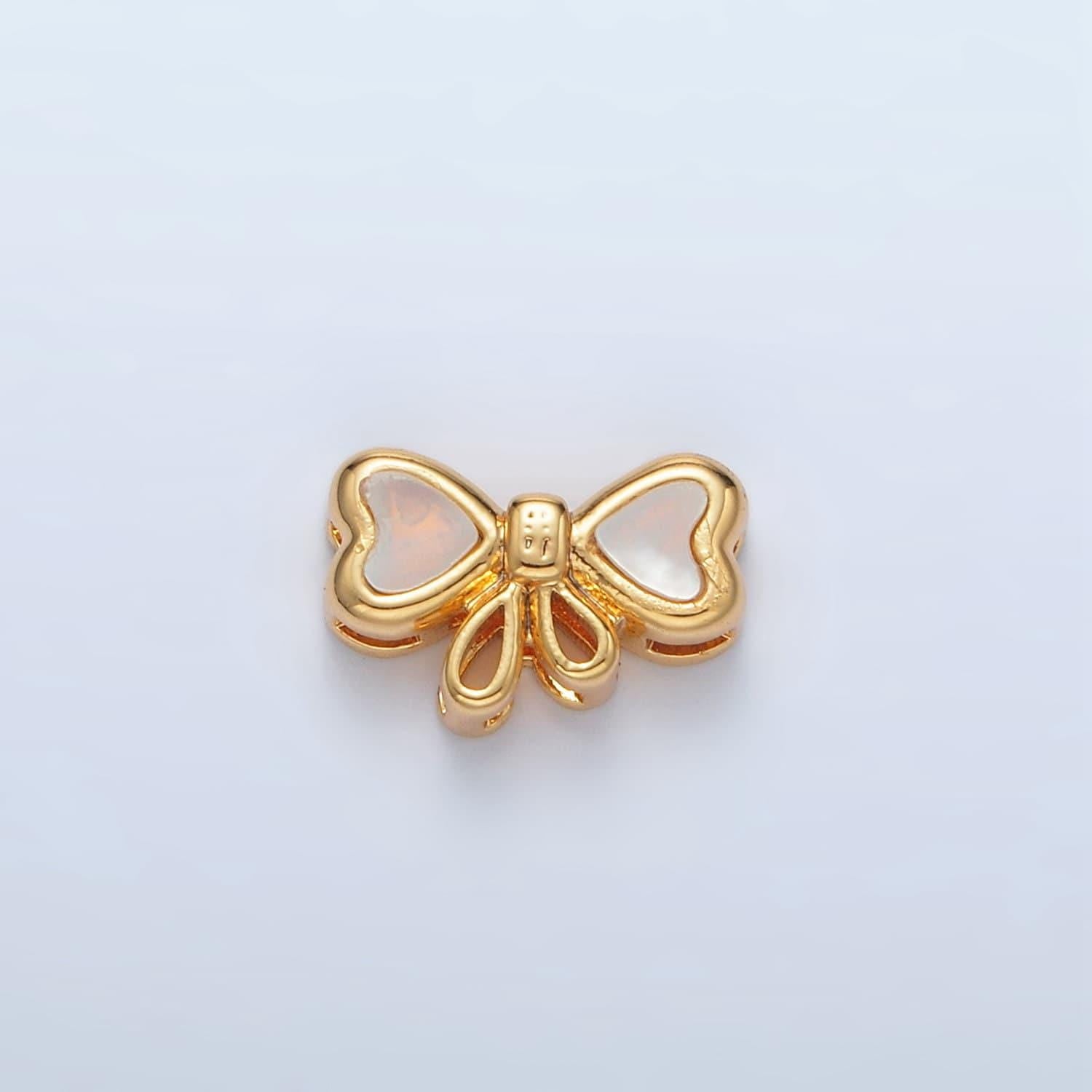 24k gold filled shell pearl mini bow bead 10mm | b-382