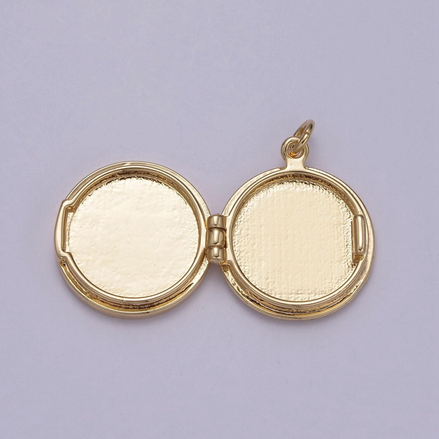 Pearl locket charm necklace 14k gold filled round locket for photo necklace • pearl jewelry supply w-192
