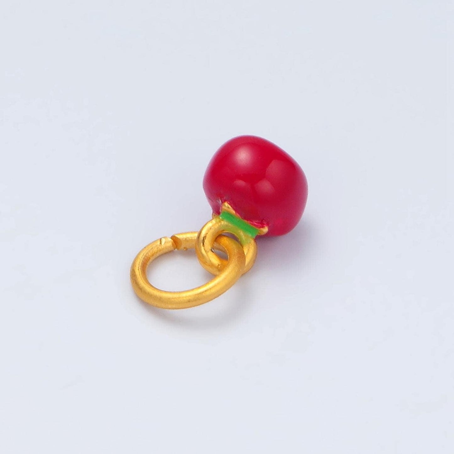 24k gold filled mini 6mm red enamel tomato food charm | m-141